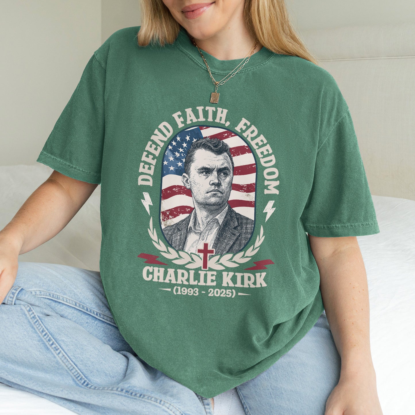 Charlie Kirk Defend Faith Freedom Shirt: Retro Americana Tribute Tee