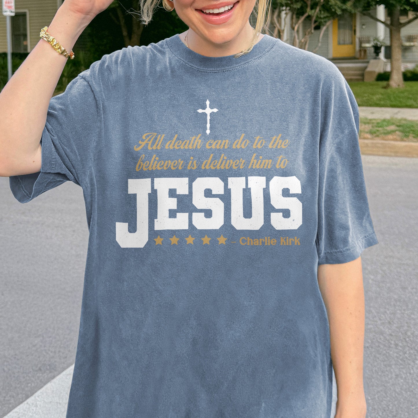 Charlie Kirk Jesus Quote Shirt: All Death Can Do Is Deliver Him to Jesus, Christian Memorial Tee