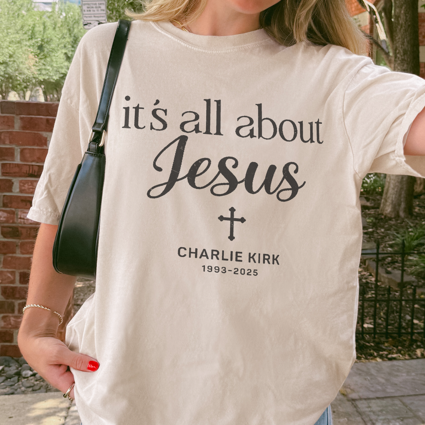 Charlie Kirk Memorial Shirt: It's All About Jesus, Christian Faith Comfort Colors Tee