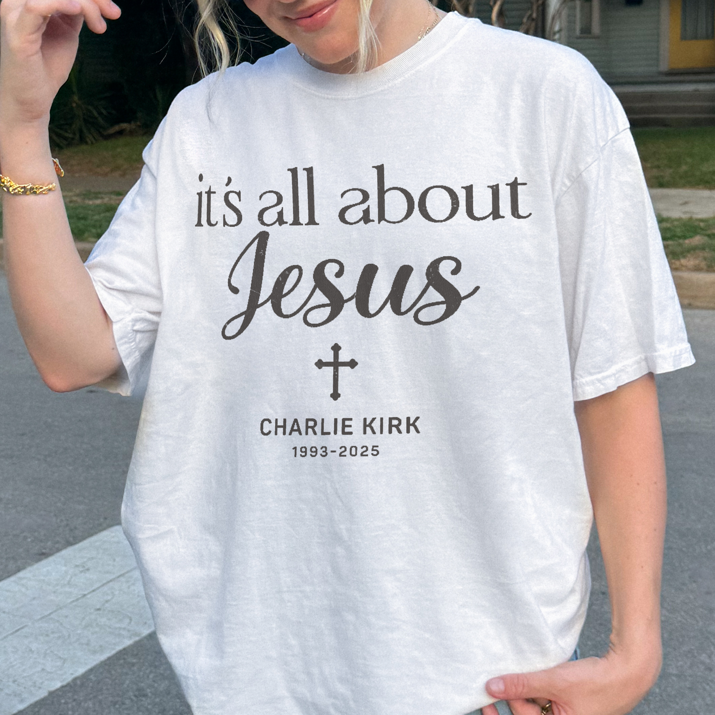 Charlie Kirk Memorial Shirt: It's All About Jesus, Christian Faith Comfort Colors Tee
