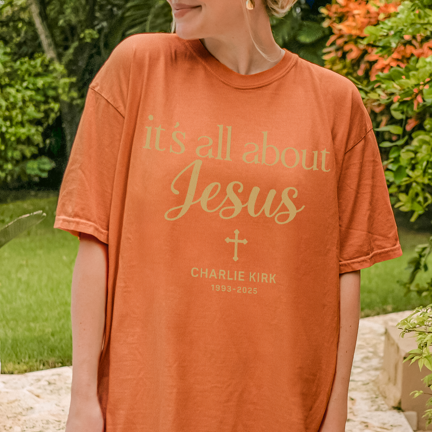 Charlie Kirk Memorial Shirt: It's All About Jesus, Christian Faith Comfort Colors Tee