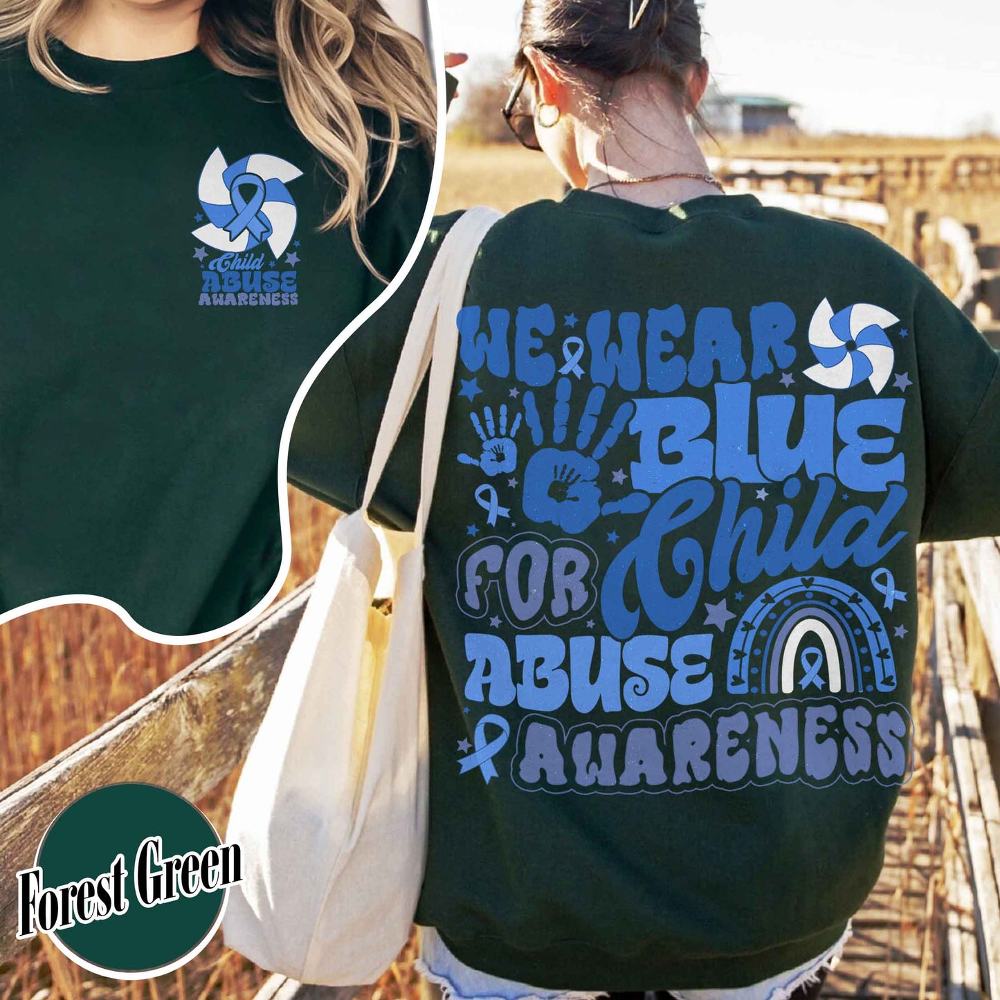 Child Abuse Awareness Sweatshirt,Child Abuse Awareness Rainbow Sweatshirt, Blue Ribbon Awareness Gift