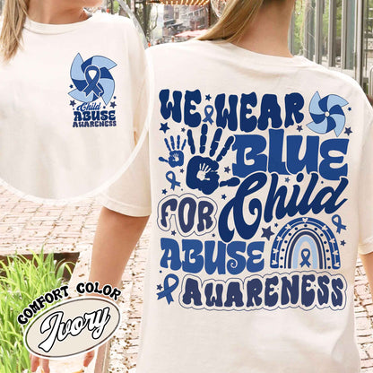 Child Abuse Awareness Comfort Colors Shirt,Child Abuse Awareness Rainbow Shirt, Blue Ribbon Awareness Gift