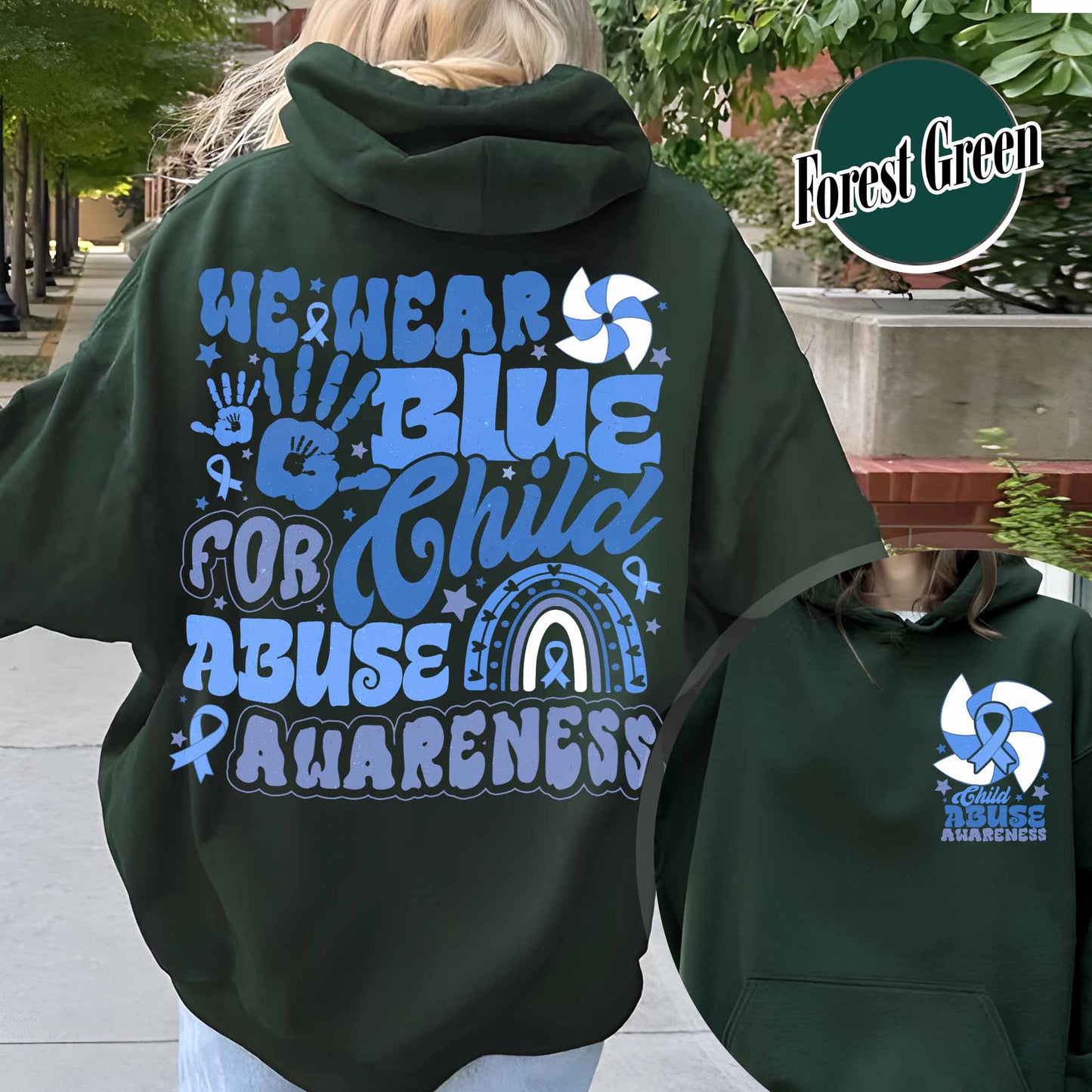 Child Abuse Awareness Hoodie, Child Abuse Awareness Rainbow Hoodie, Blue Ribbon Awareness Hoodie