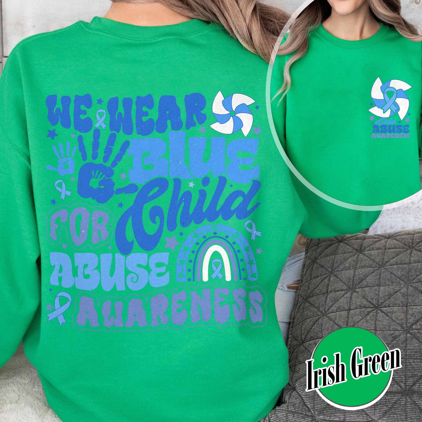 Child Abuse Awareness Sweatshirt,Child Abuse Awareness Rainbow Sweatshirt, Blue Ribbon Awareness Gift