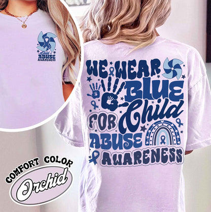 Child Abuse Awareness Comfort Colors Shirt,Child Abuse Awareness Rainbow Shirt, Blue Ribbon Awareness Gift