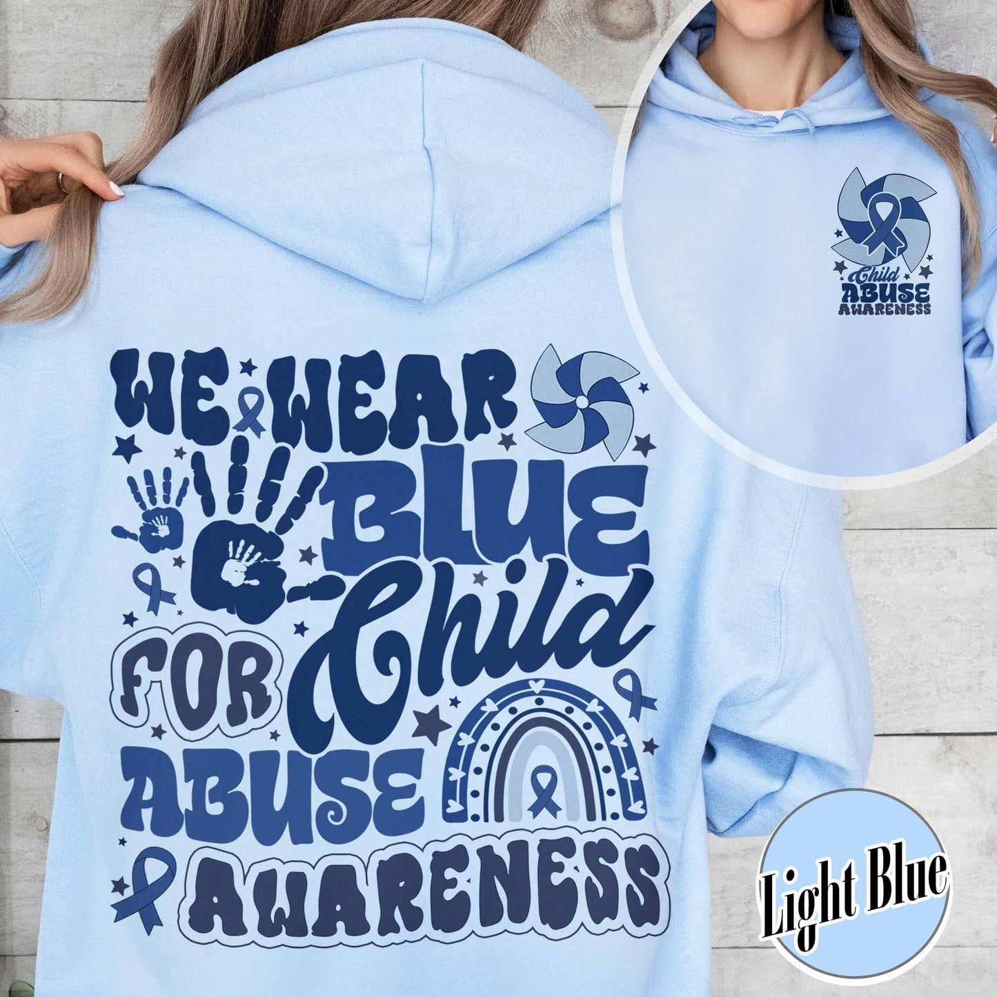 Child Abuse Awareness Hoodie, Child Abuse Awareness Rainbow Hoodie, Blue Ribbon Awareness Hoodie