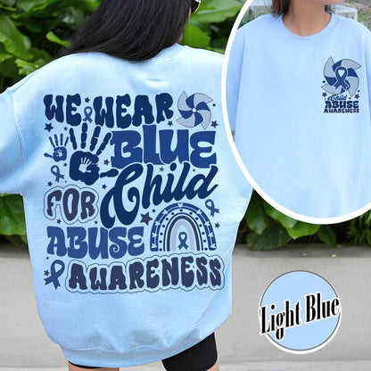 Child Abuse Awareness Sweatshirt,Child Abuse Awareness Rainbow Sweatshirt, Blue Ribbon Awareness Gift
