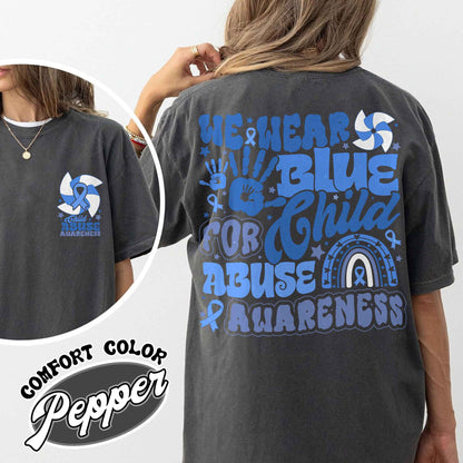 Child Abuse Awareness Comfort Colors Shirt,Child Abuse Awareness Rainbow Shirt, Blue Ribbon Awareness Gift
