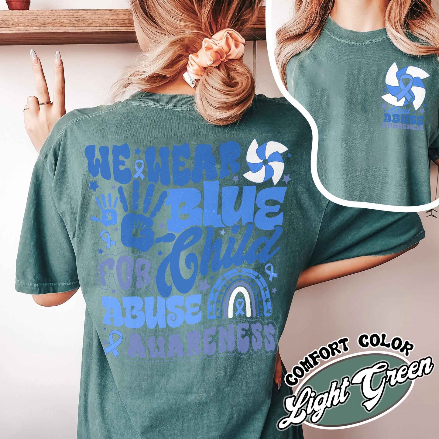 Child Abuse Awareness Comfort Colors Shirt,Child Abuse Awareness Rainbow Shirt, Blue Ribbon Awareness Gift