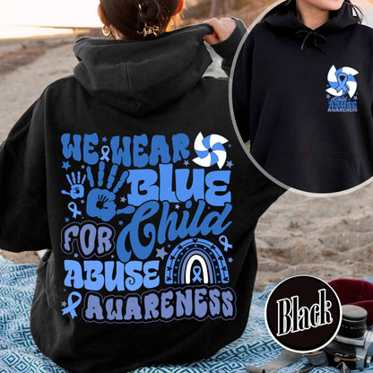 Child Abuse Awareness Hoodie, Child Abuse Awareness Rainbow Hoodie, Blue Ribbon Awareness Hoodie