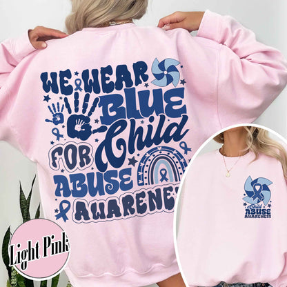 Child Abuse Awareness Sweatshirt,Child Abuse Awareness Rainbow Sweatshirt, Blue Ribbon Awareness Gift