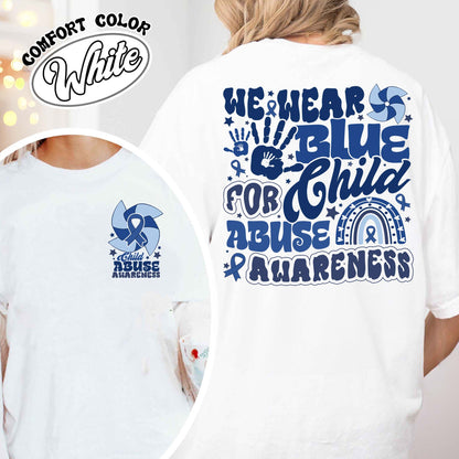 Child Abuse Awareness Comfort Colors Shirt,Child Abuse Awareness Rainbow Shirt, Blue Ribbon Awareness Gift