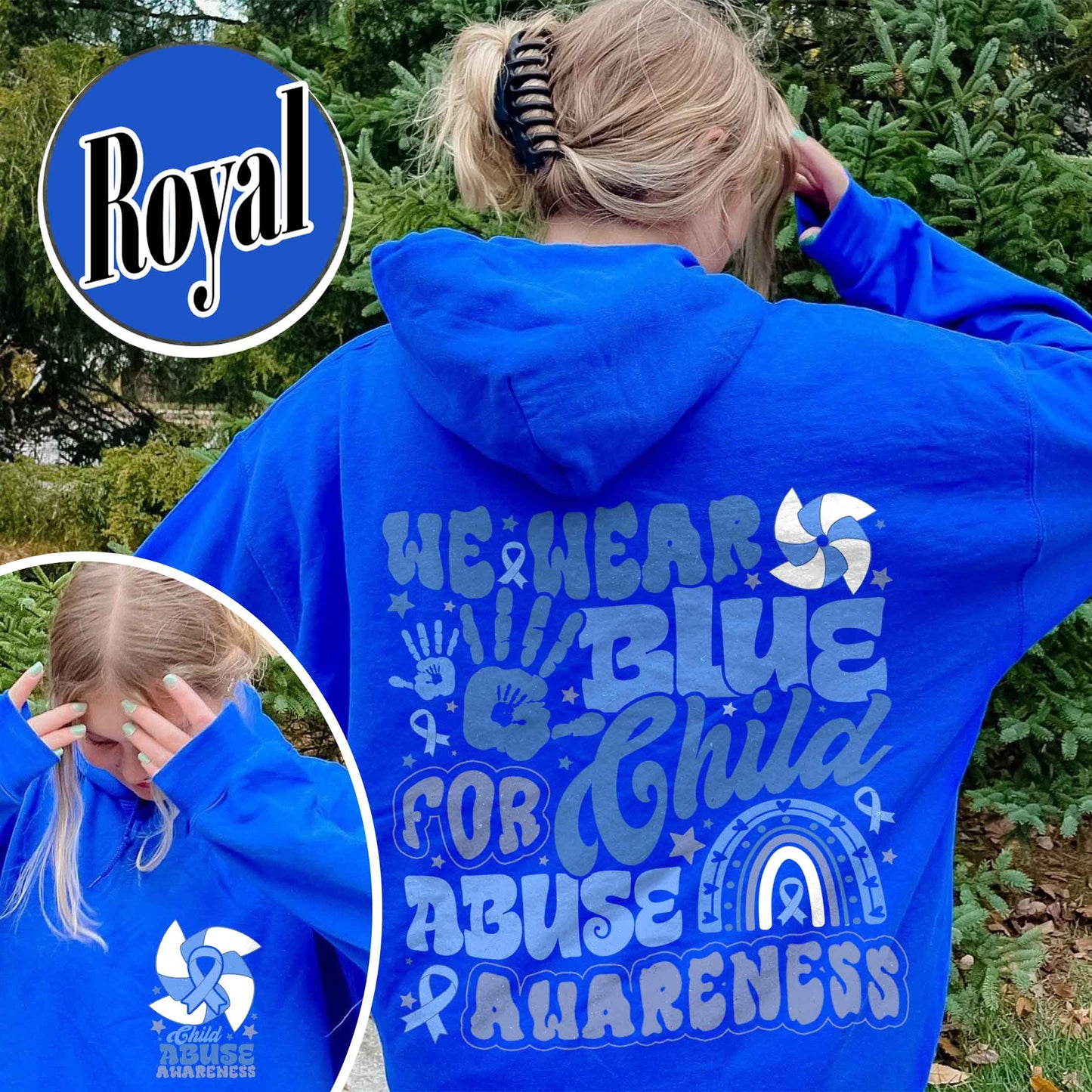 Child Abuse Awareness Hoodie, Child Abuse Awareness Rainbow Hoodie, Blue Ribbon Awareness Hoodie