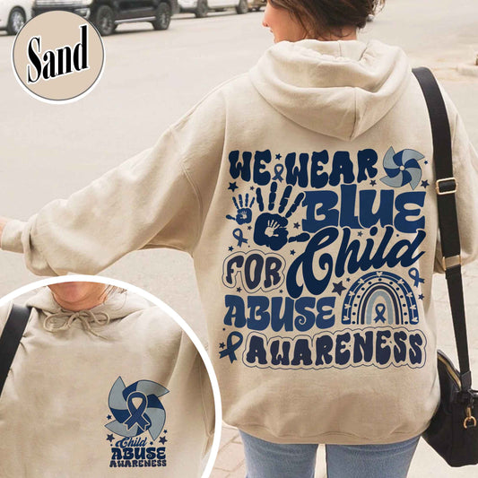Child Abuse Awareness Hoodie, Child Abuse Awareness Rainbow Hoodie, Blue Ribbon Awareness Hoodie