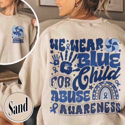 Child Abuse Awareness Sweatshirt,Child Abuse Awareness Rainbow Sweatshirt, Blue Ribbon Awareness Gift