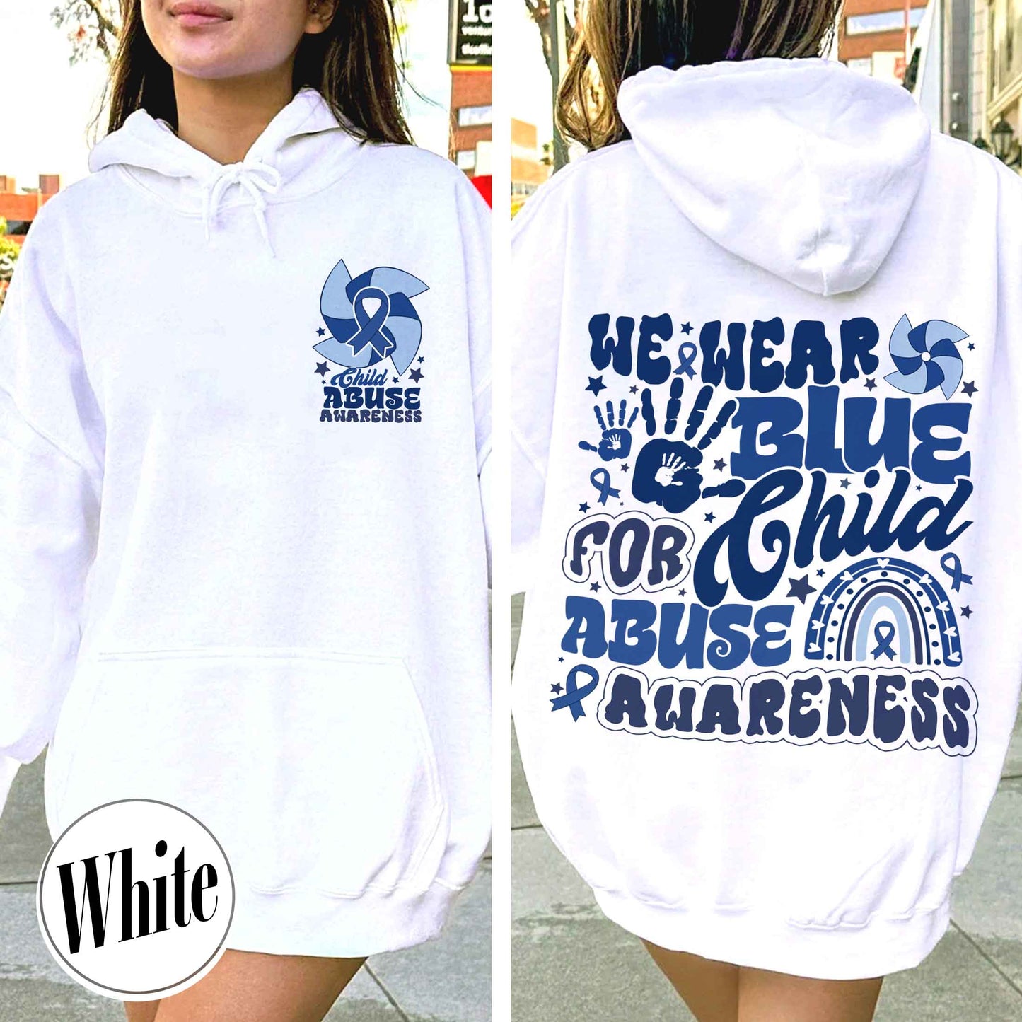 Child Abuse Awareness Hoodie, Child Abuse Awareness Rainbow Hoodie, Blue Ribbon Awareness Hoodie