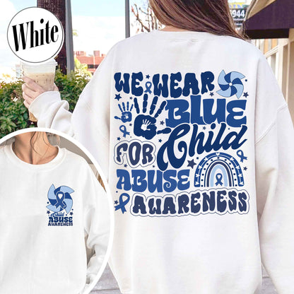 Child Abuse Awareness Sweatshirt,Child Abuse Awareness Rainbow Sweatshirt, Blue Ribbon Awareness Gift