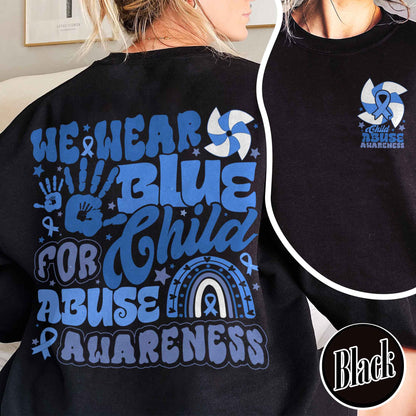 Child Abuse Awareness Sweatshirt,Child Abuse Awareness Rainbow Sweatshirt, Blue Ribbon Awareness Gift
