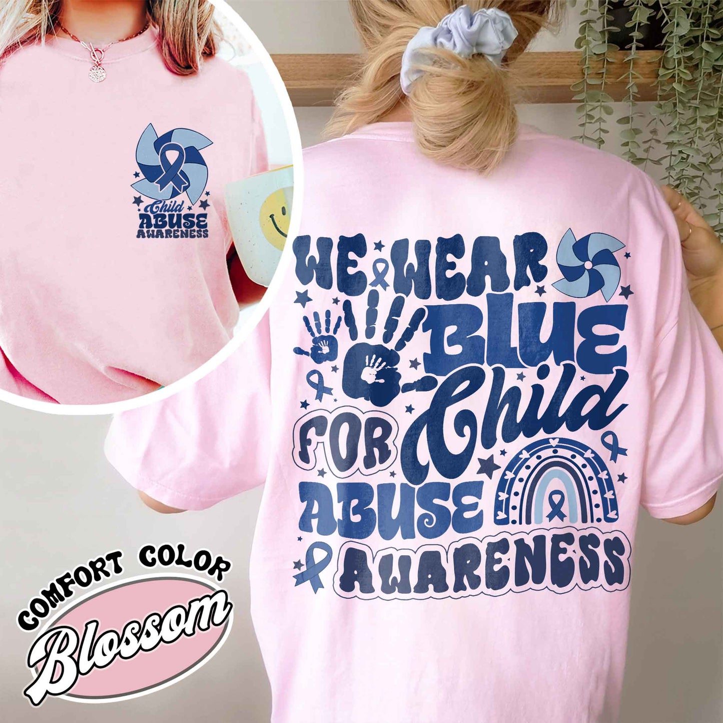 Child Abuse Awareness Comfort Colors Shirt,Child Abuse Awareness Rainbow Shirt, Blue Ribbon Awareness Gift