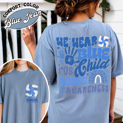 Child Abuse Awareness Comfort Colors Shirt,Child Abuse Awareness Rainbow Shirt, Blue Ribbon Awareness Gift