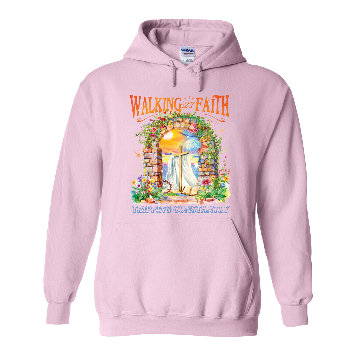 Christian Hoodie, Walking by Faith Tripping Constantly Hoodie, Inspirational Bible Verse Hoodie
