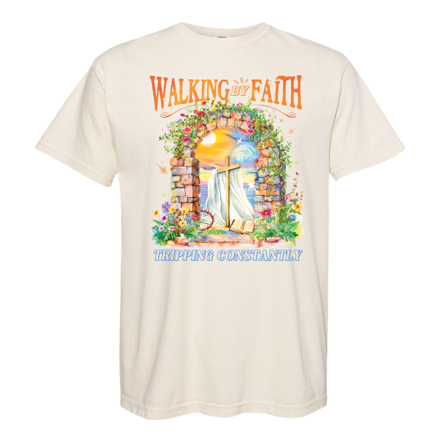 Christian Comfort Color Shirt, Walking by Faith Tripping Constantly Shirt, Inspirational Bible Verse Shirt