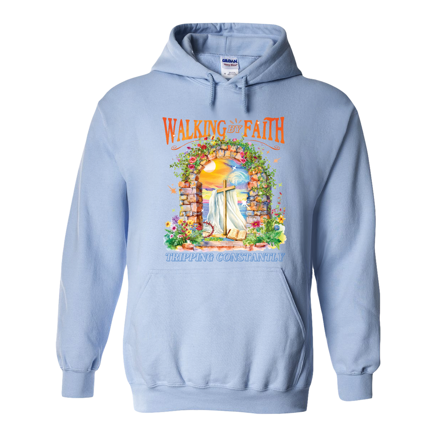 Christian Hoodie, Walking by Faith Tripping Constantly Hoodie, Inspirational Bible Verse Hoodie