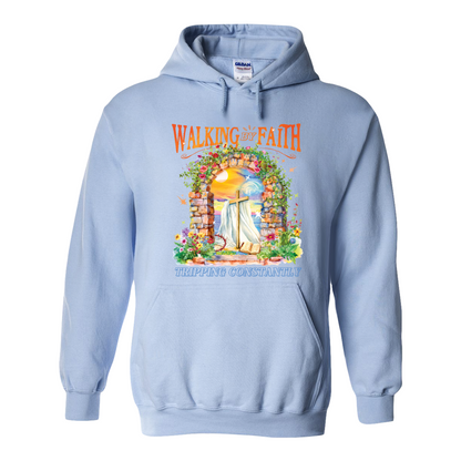 Christian Hoodie, Walking by Faith Tripping Constantly Hoodie, Inspirational Bible Verse Hoodie