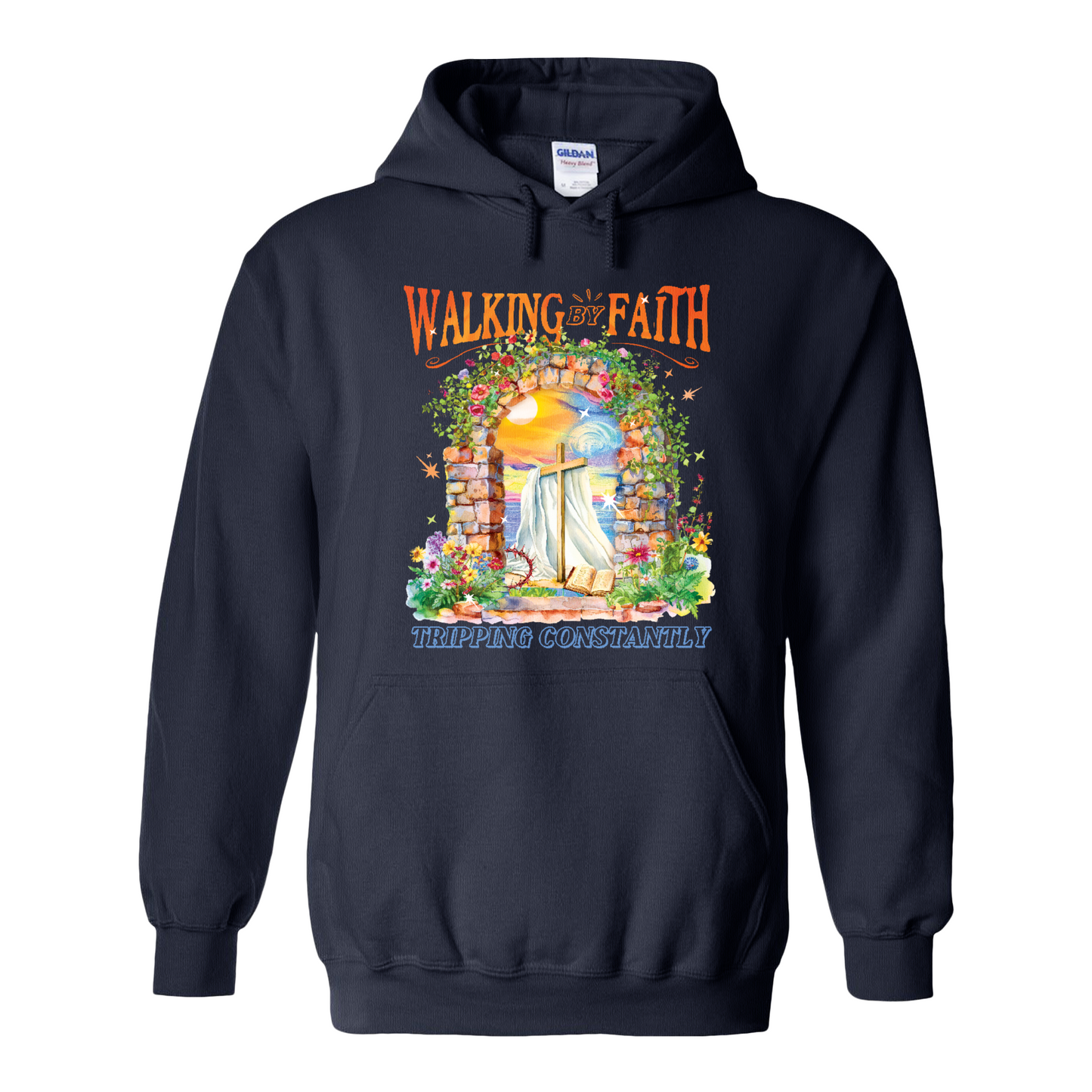 Christian Hoodie, Walking by Faith Tripping Constantly Hoodie, Inspirational Bible Verse Hoodie