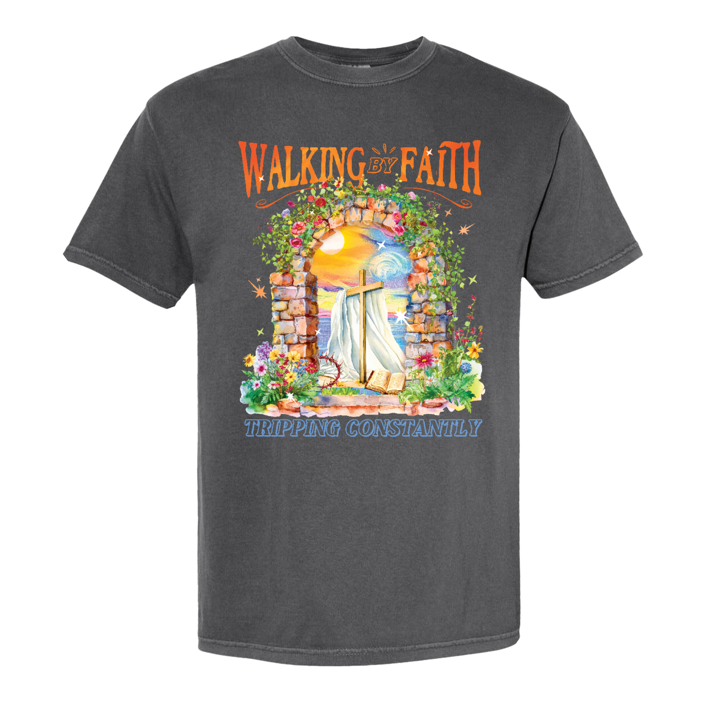 Christian Comfort Color Shirt, Walking by Faith Tripping Constantly Shirt, Inspirational Bible Verse Shirt