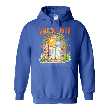 Christian Hoodie, Walking by Faith Tripping Constantly Hoodie, Inspirational Bible Verse Hoodie