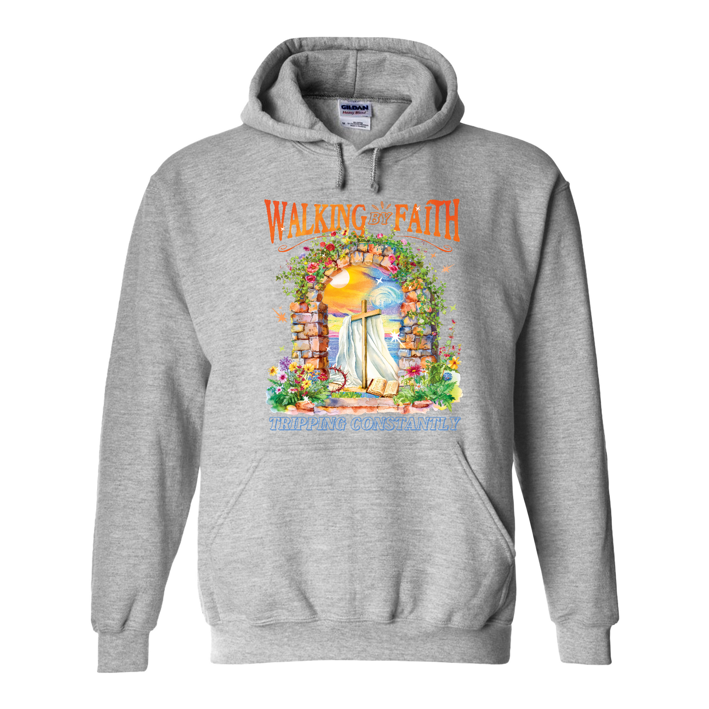 Christian Hoodie, Walking by Faith Tripping Constantly Hoodie, Inspirational Bible Verse Hoodie
