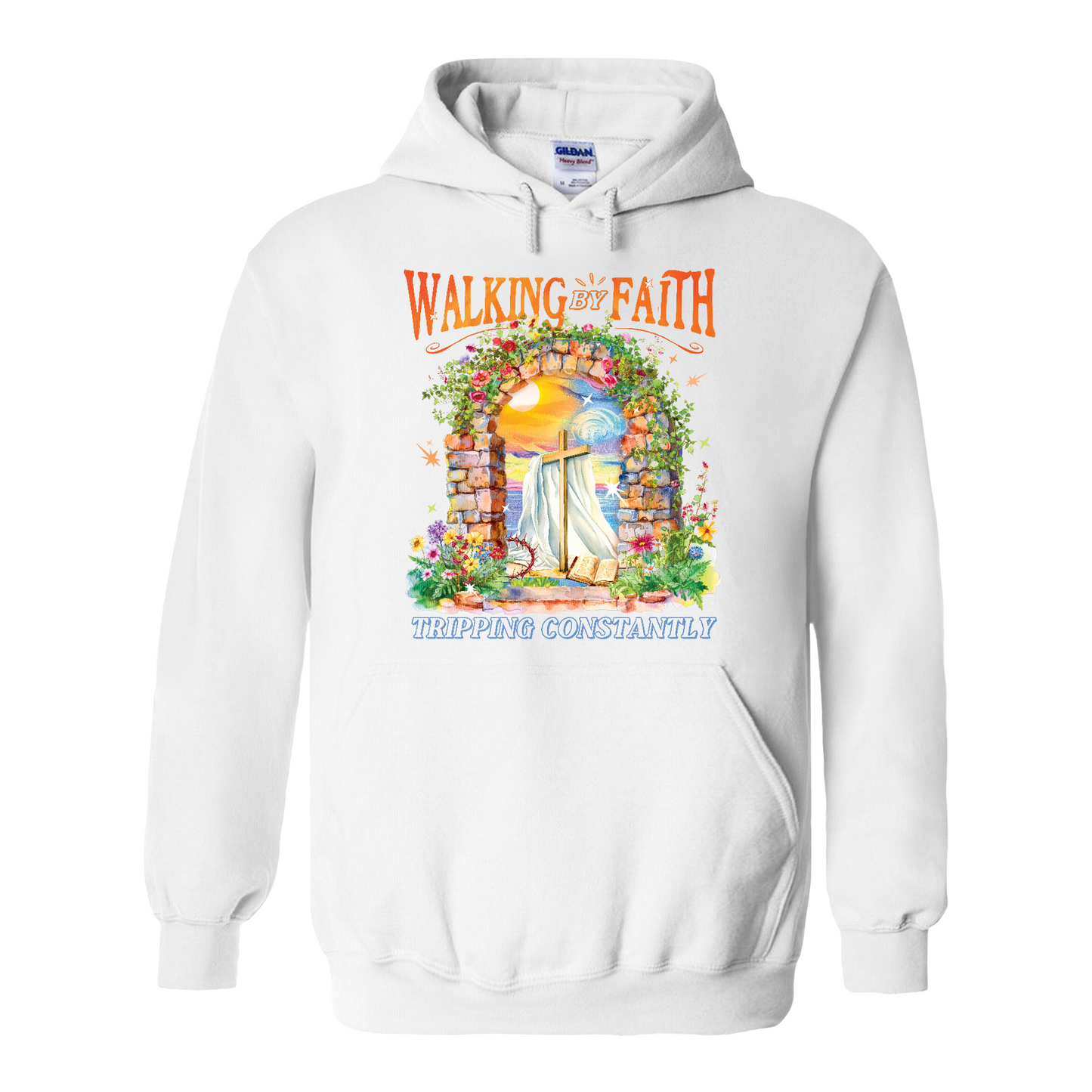 Christian Hoodie, Walking by Faith Tripping Constantly Hoodie, Inspirational Bible Verse Hoodie