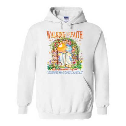 Christian Hoodie, Walking by Faith Tripping Constantly Hoodie, Inspirational Bible Verse Hoodie