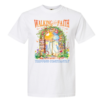 Christian Comfort Color Shirt, Walking by Faith Tripping Constantly Shirt, Inspirational Bible Verse Shirt