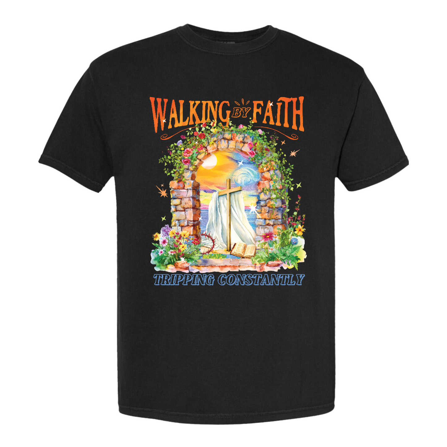 Christian Comfort Color Shirt, Walking by Faith Tripping Constantly Shirt, Inspirational Bible Verse Shirt