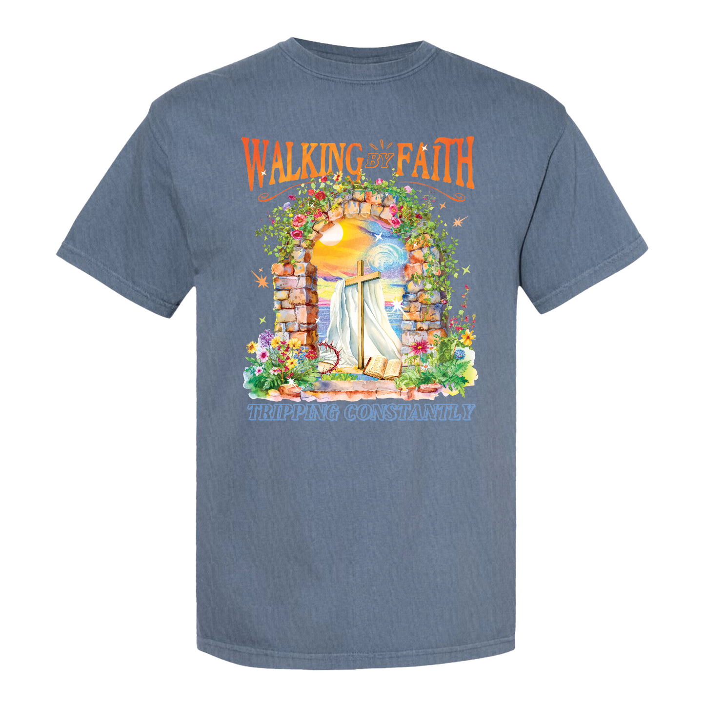 Christian Comfort Color Shirt, Walking by Faith Tripping Constantly Shirt, Inspirational Bible Verse Shirt