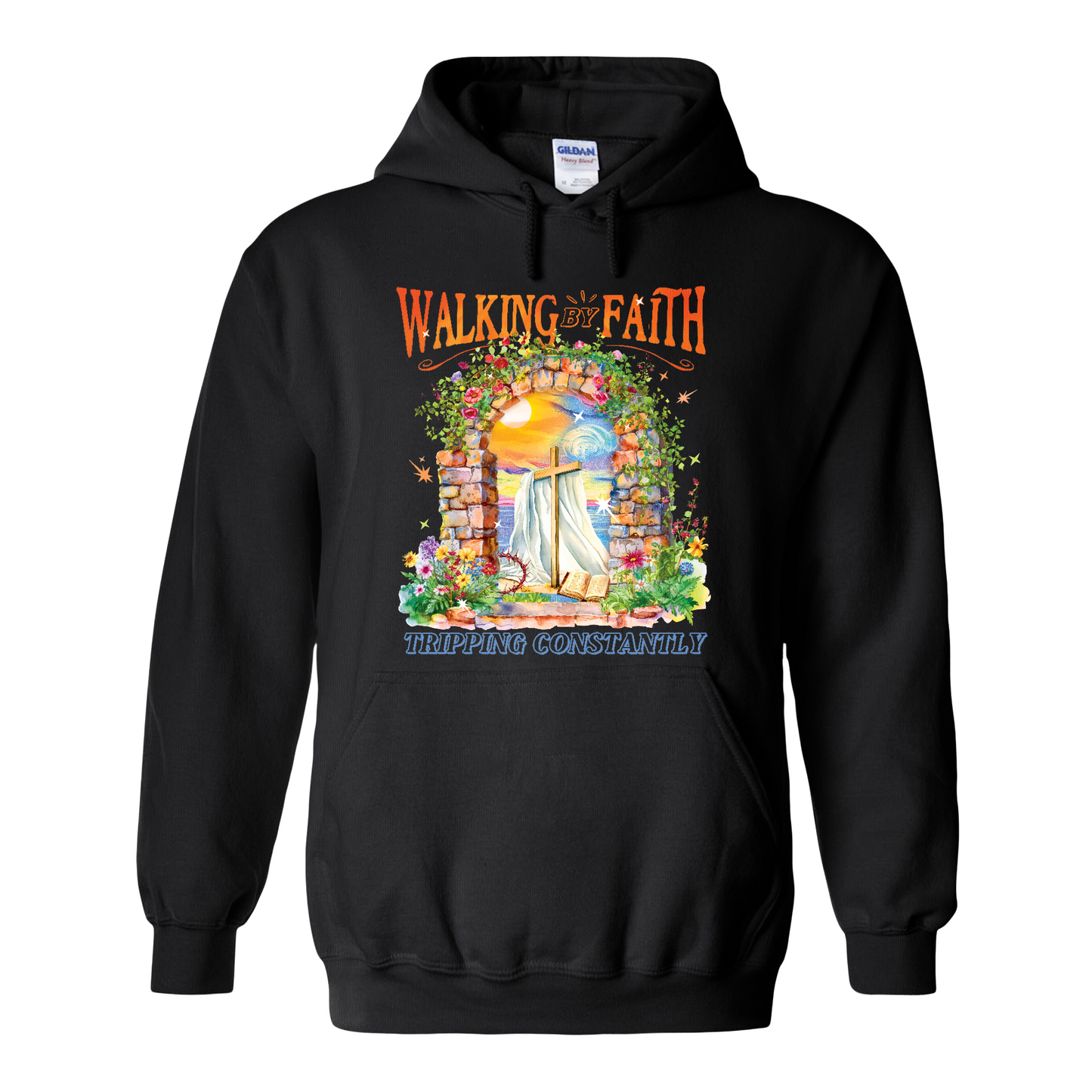 Christian Hoodie, Walking by Faith Tripping Constantly Hoodie, Inspirational Bible Verse Hoodie