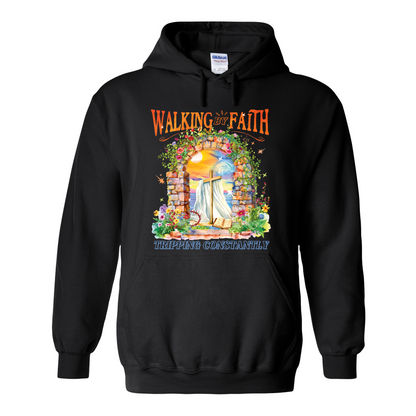 Christian Hoodie, Walking by Faith Tripping Constantly Hoodie, Inspirational Bible Verse Hoodie