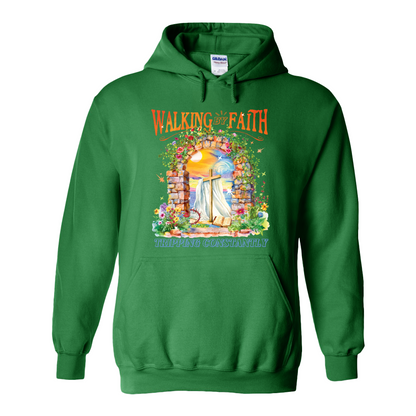 Christian Hoodie, Walking by Faith Tripping Constantly Hoodie, Inspirational Bible Verse Hoodie