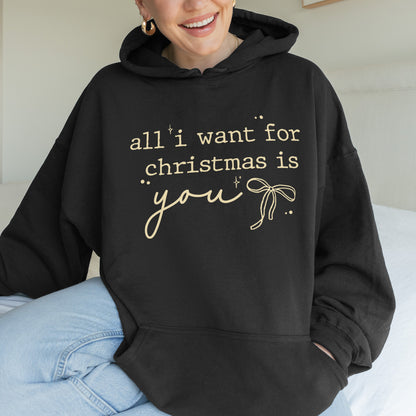 Christmas Quote Hoodie: All I Want For Xmas Is You Hoodie, Christmas Couple Hoodie, Retro Holiday Hoodie
