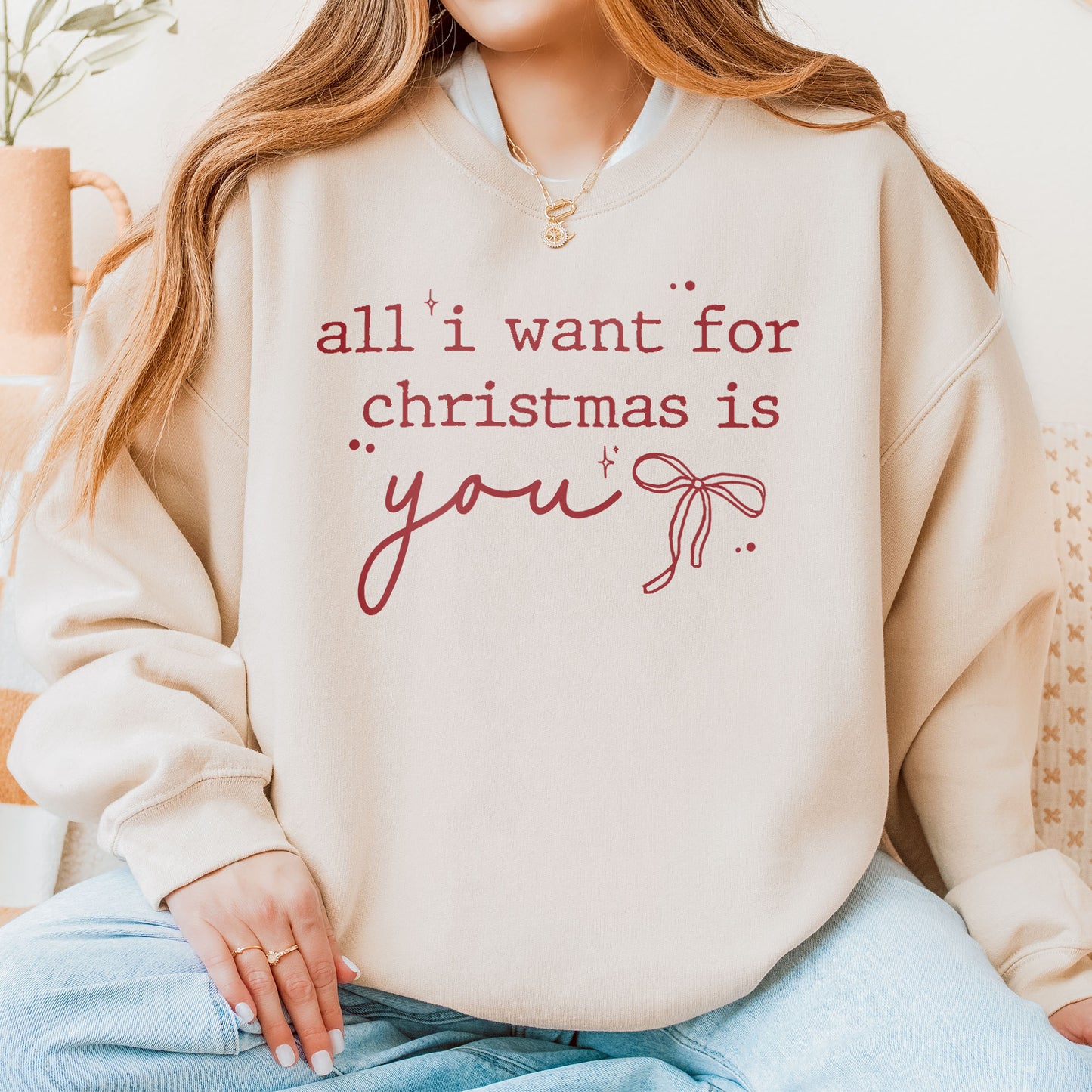 Christmas Quote Sweatshirt: All I Want For Xmas Is You Sweatshirt, Christmas Couple Sweatshirt, Retro Holiday Sweatshirt