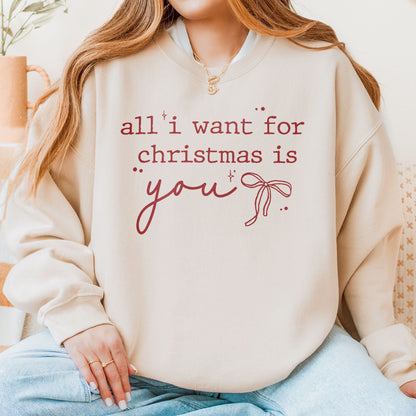 Christmas Quote Sweatshirt: All I Want For Xmas Is You Sweatshirt, Christmas Couple Sweatshirt, Retro Holiday Sweatshirt