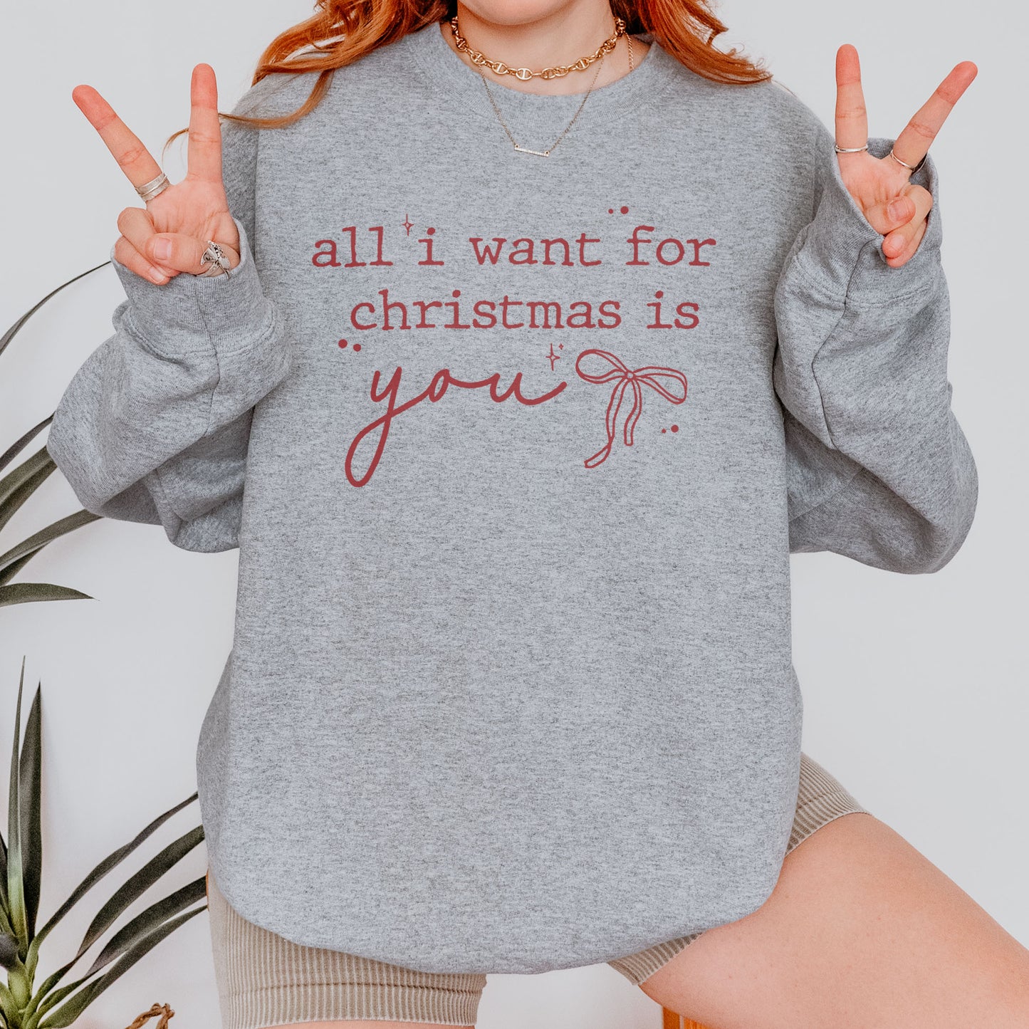 Christmas Quote Sweatshirt: All I Want For Xmas Is You Sweatshirt, Christmas Couple Sweatshirt, Retro Holiday Sweatshirt