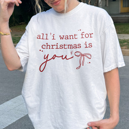 Christmas Quote Shirt: All I Want For Xmas Is You Tee, Christmas Couple Shirt, Retro Holiday Top