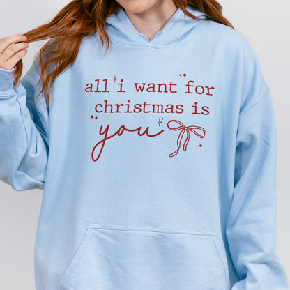 Christmas Quote Hoodie: All I Want For Xmas Is You Hoodie, Christmas Couple Hoodie, Retro Holiday Hoodie