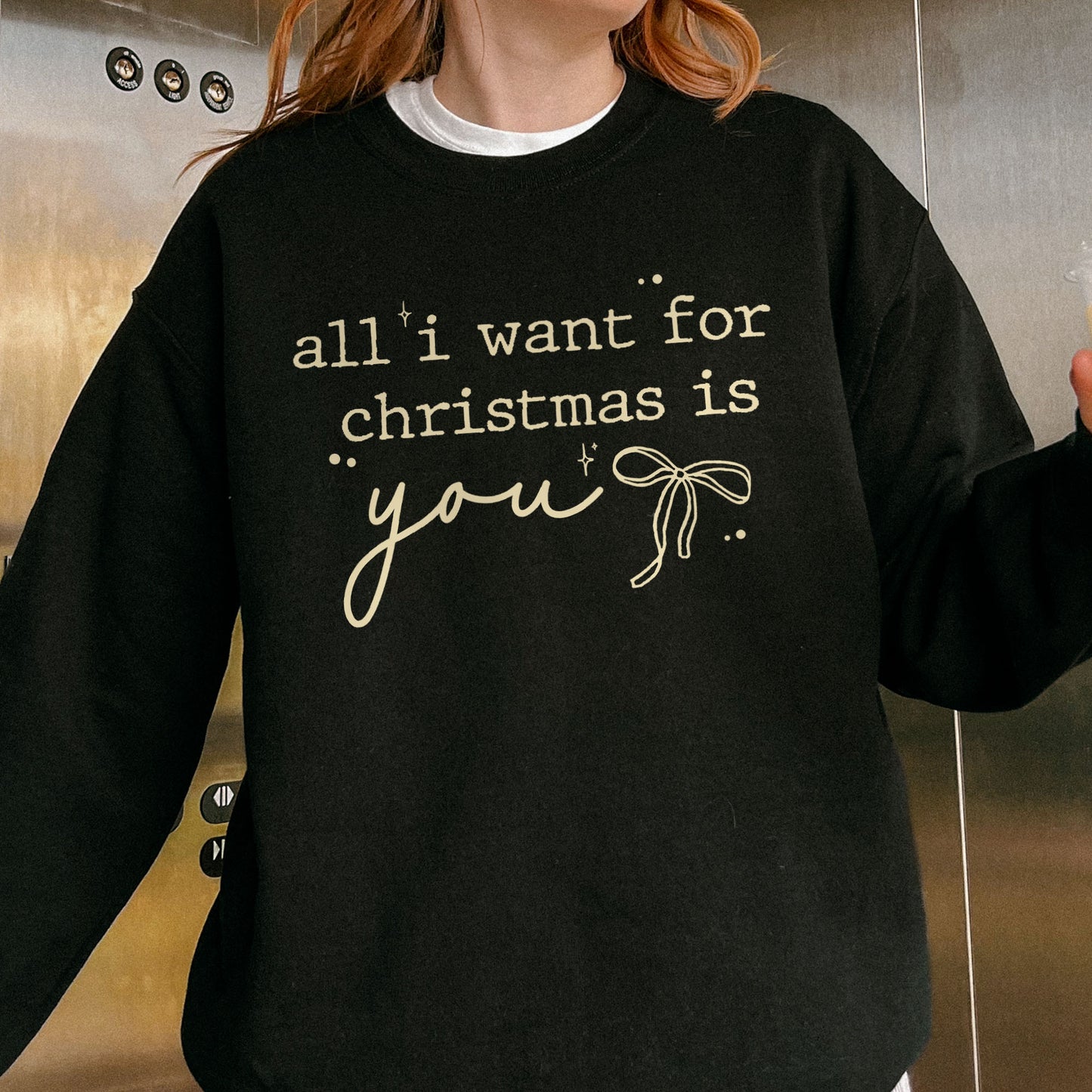 Christmas Quote Sweatshirt: All I Want For Xmas Is You Sweatshirt, Christmas Couple Sweatshirt, Retro Holiday Sweatshirt
