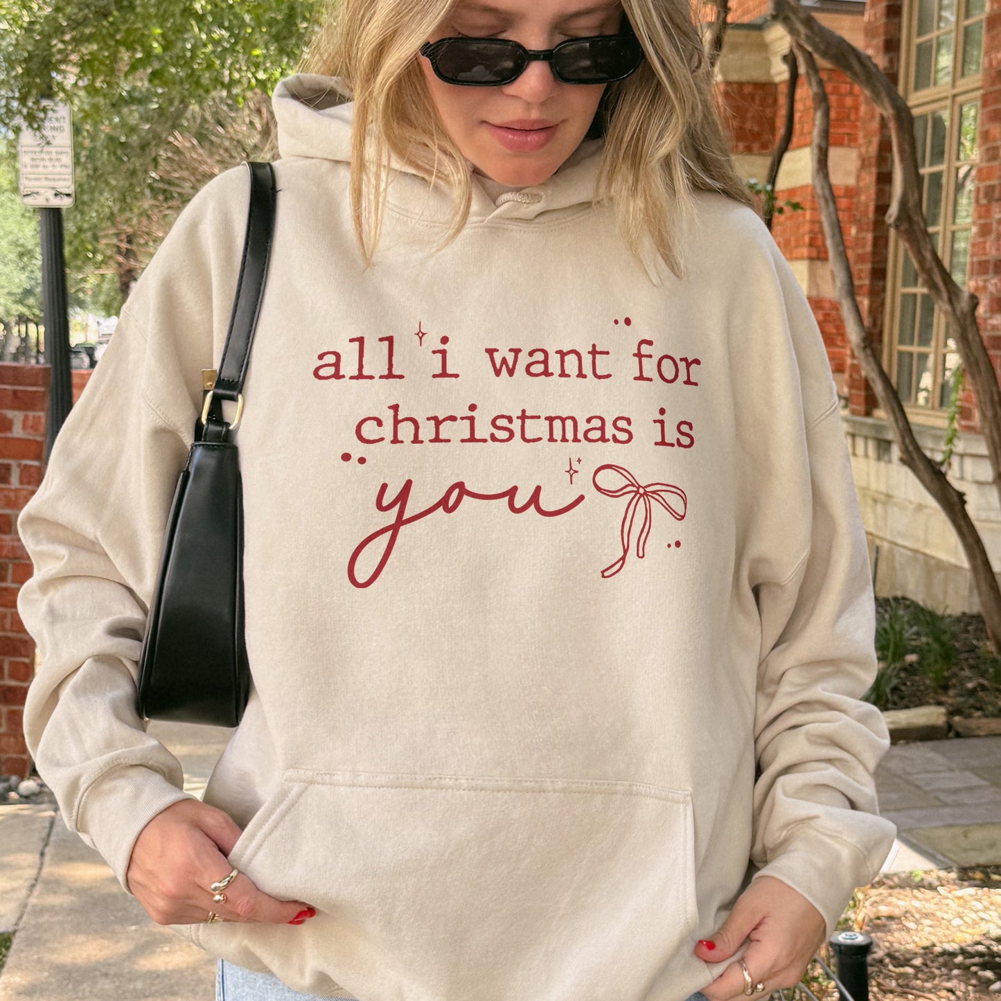 Christmas Quote Hoodie: All I Want For Xmas Is You Hoodie, Christmas Couple Hoodie, Retro Holiday Hoodie