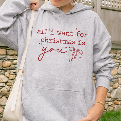 Christmas Quote Hoodie: All I Want For Xmas Is You Hoodie, Christmas Couple Hoodie, Retro Holiday Hoodie
